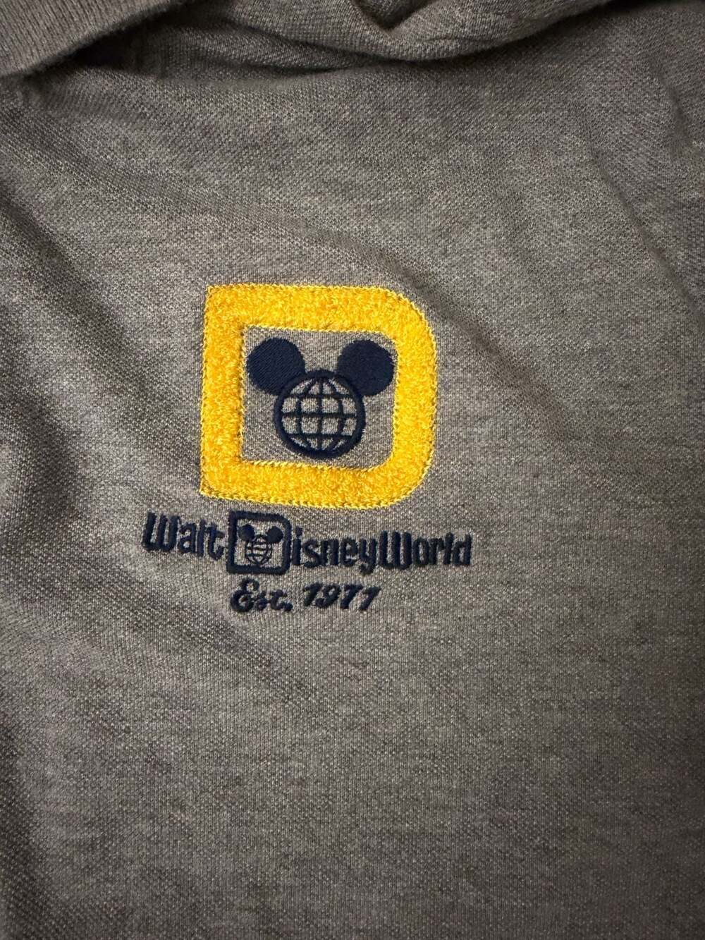 Disney Parks Walt Disney World Est. 1971 Chenille Letterman Polo Shirt Gray XXL